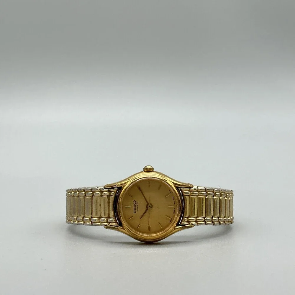 Vintage Seiko Womens Watch 20mm Gold Tone Stretch Bracelet 1N01-0E19 New Battery